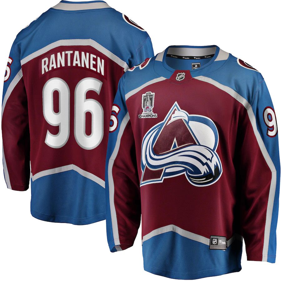 Men Colorado Avalanche #96 Mikko Rantanen Fanatics Branded Burgundy Home 2022 Stanley Cup Champions Breakaway Player NHL Jersey